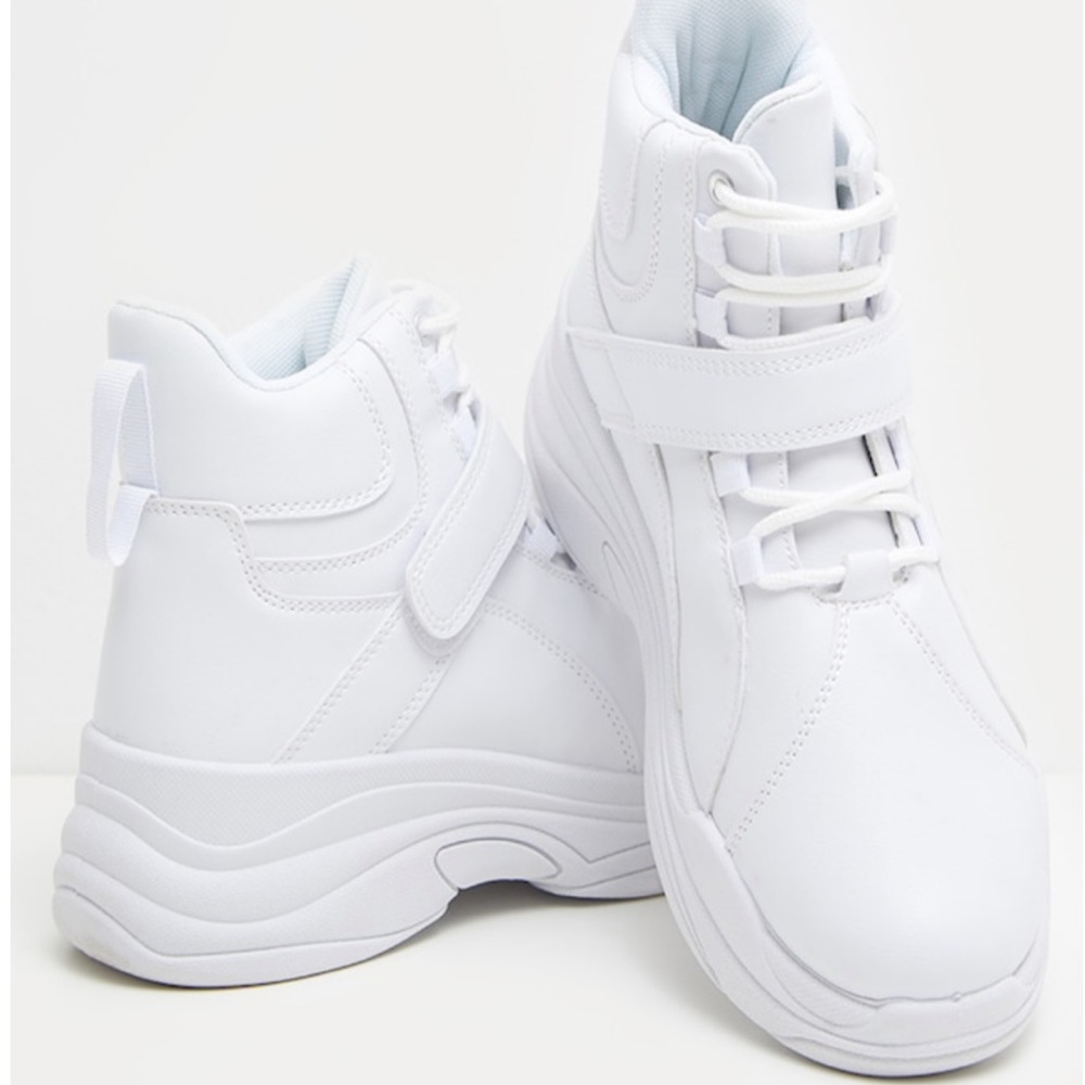 PLT Chunky high top white sneakers